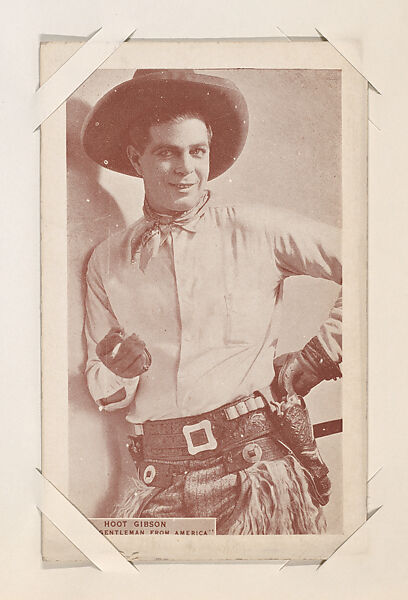 Hoot Gibson "The Gentleman from America" from Scenes from Movies Exhibit Cards series (W404), Commercial color photolithograph 
