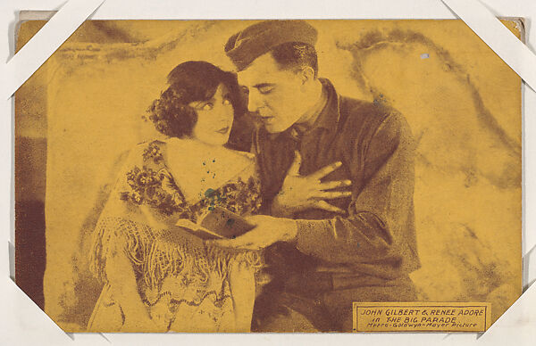John Gilbert & Renée Adore in "The Big Parade" from Scenes from Movies Exhibit Cards series (W404), Commercial color photolithograph 