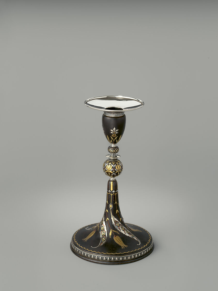 Candlestick, Tiffany &amp; Co. (1837–present), Iron, silver, gold, and copper, American