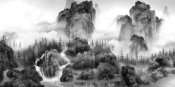 View of Tide, Yang Yongliang (Chinese, born 1980), Inkjet print, China 