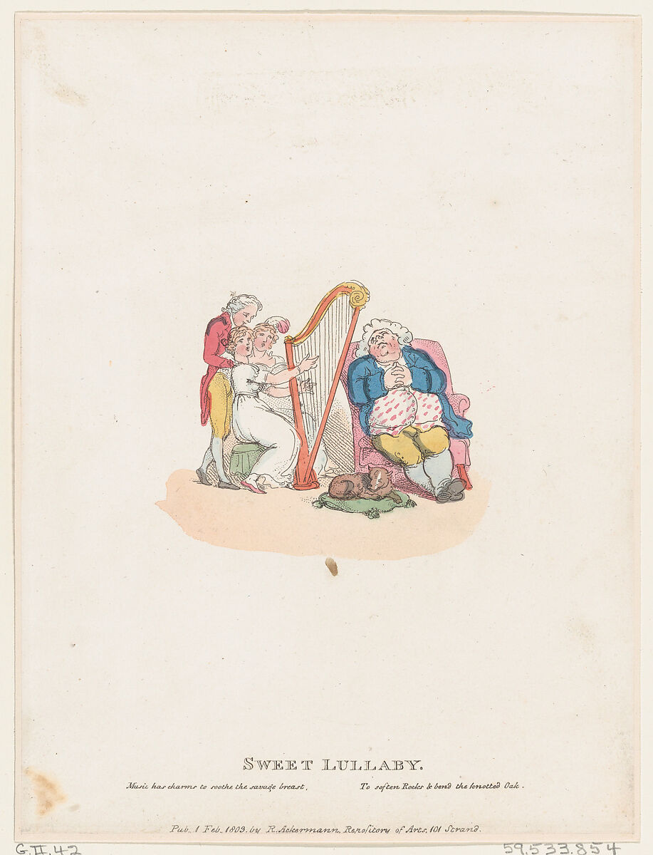 Sweet Lullaby, Thomas Rowlandson (British, London 1757–1827 London), Hand-colored etching 