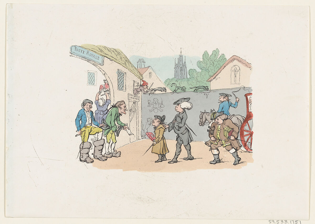 A Tour to Foreign Parts, Thomas Rowlandson (British, London 1757–1827 London), Hand-colored etching 