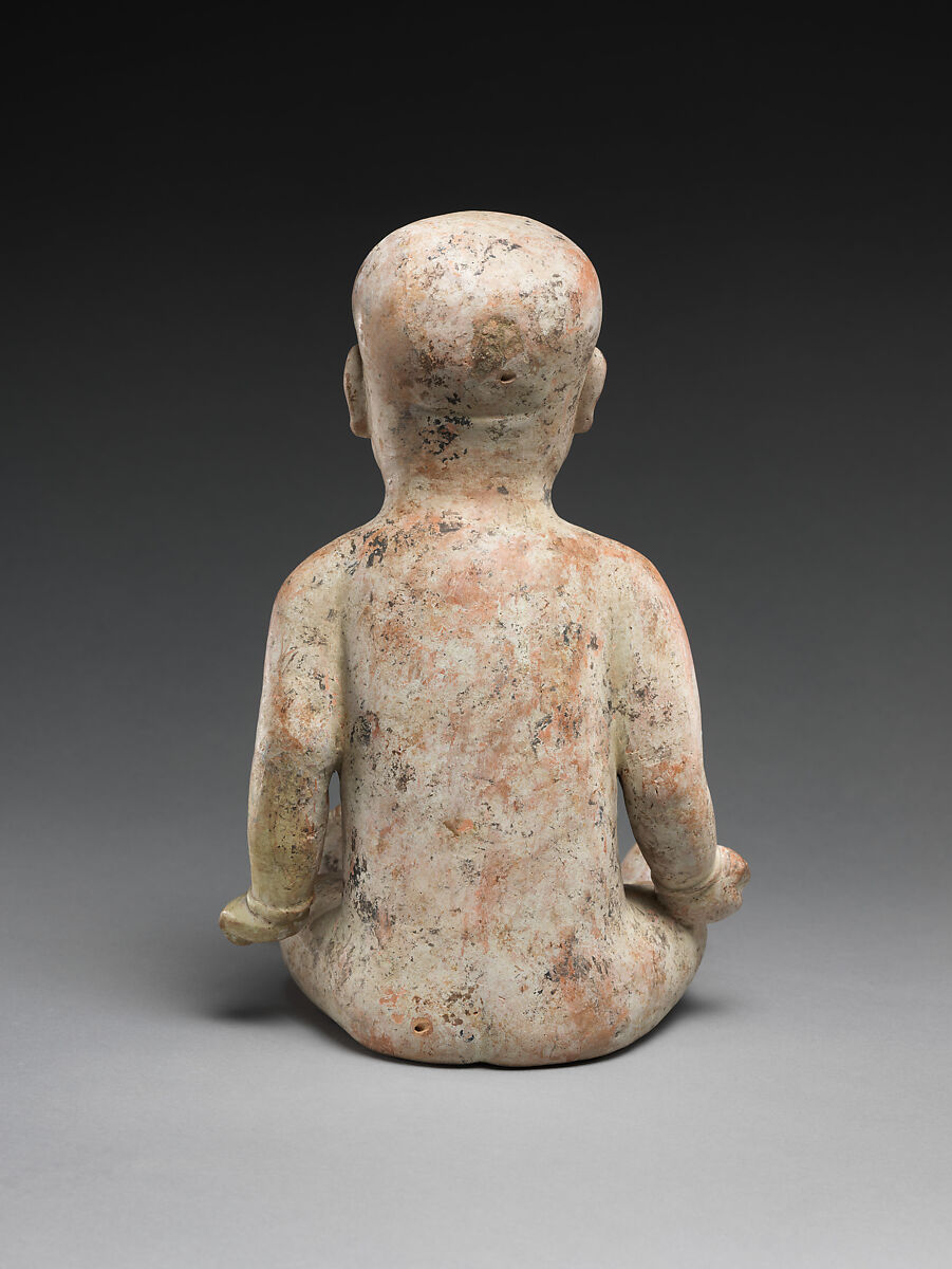 Sitting boy, Earthenware with slip, China