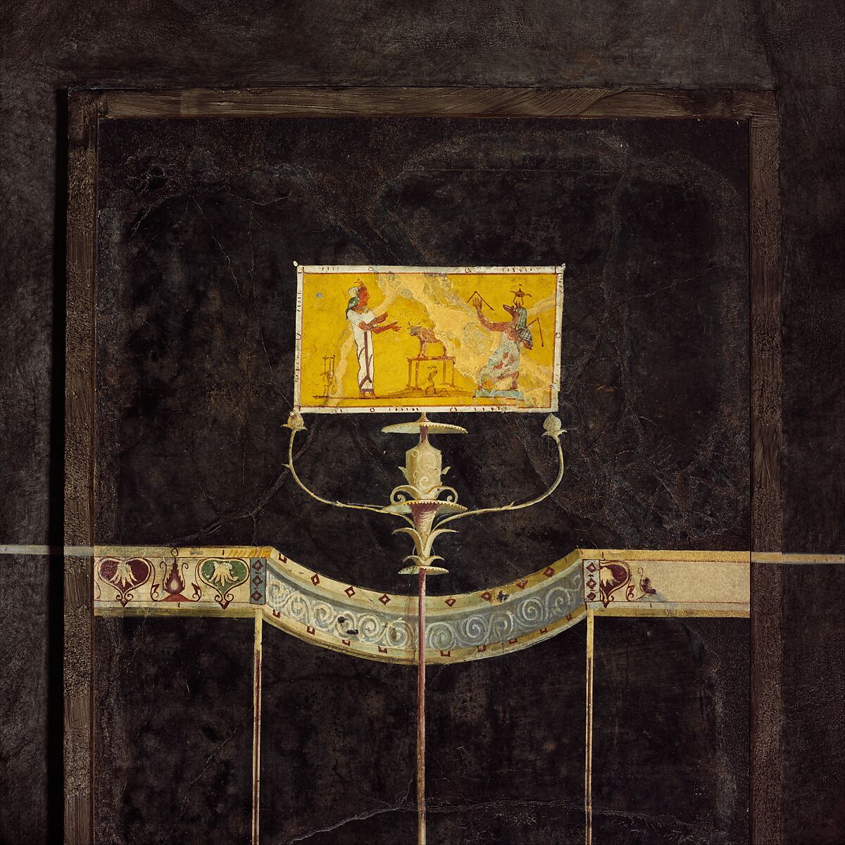 Wall paintings on black ground:  from the imperial villa at Boscotrecase, Fresco, Roman, Pompeian