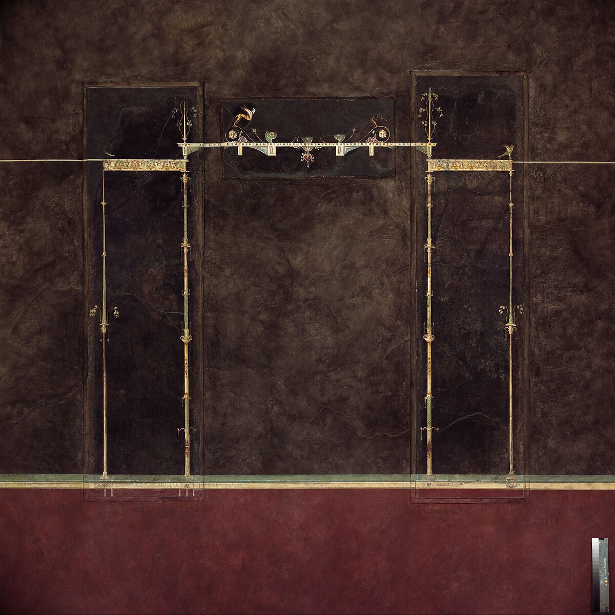 Wall paintings on black ground:  from the imperial villa at Boscotrecase, Fresco, Roman, Pompeian