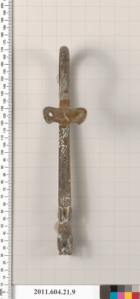 Handle from a bronze olpe, Bronze, Etruscan?