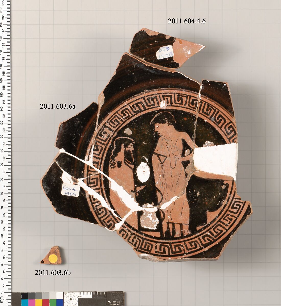 Terracotta fragment of a kylix (drinking cup), Terracotta, Greek, Attic