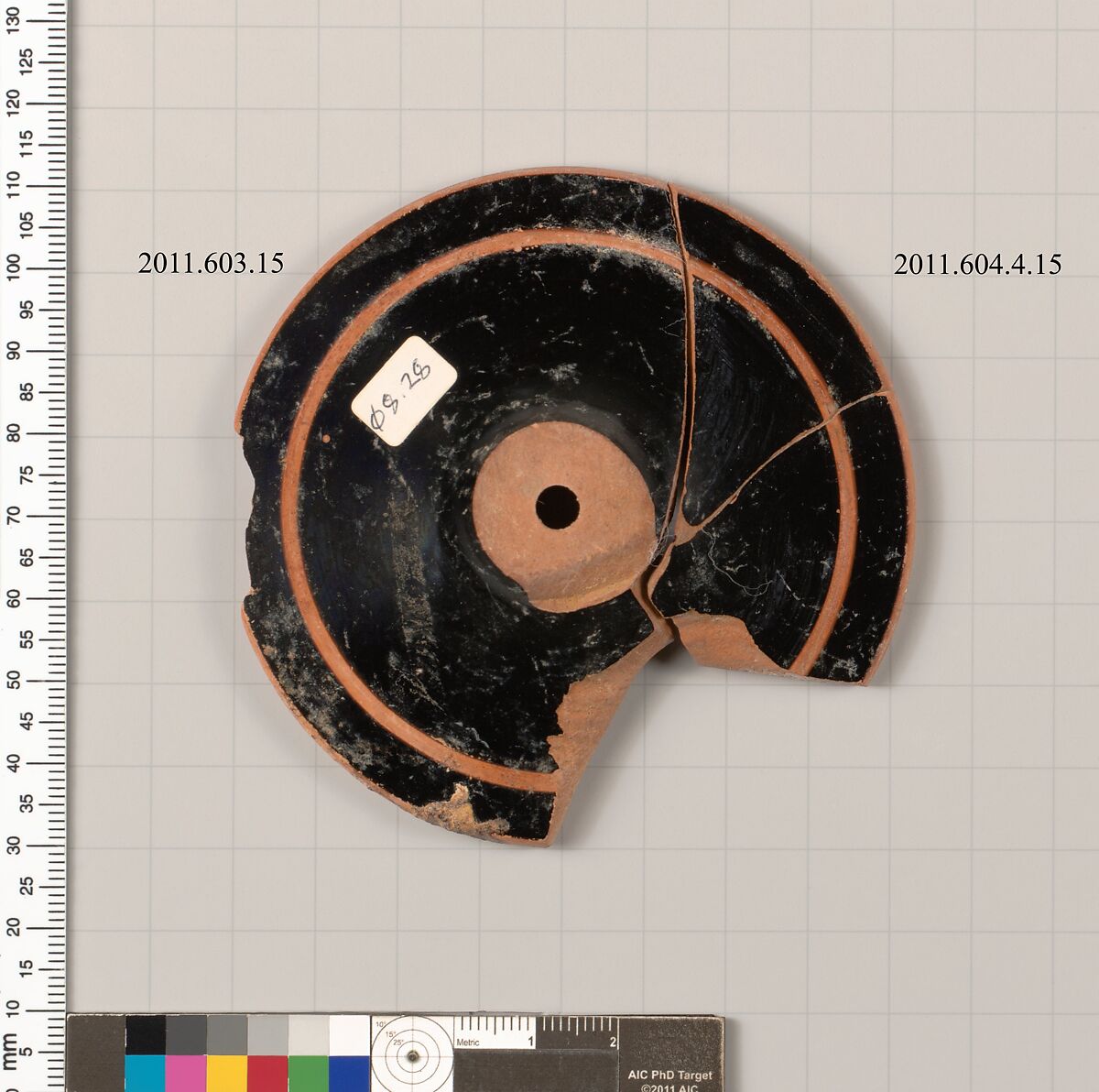 Terracotta fragment of a kylix (drinking cup), Terracotta, Greek, Attic
