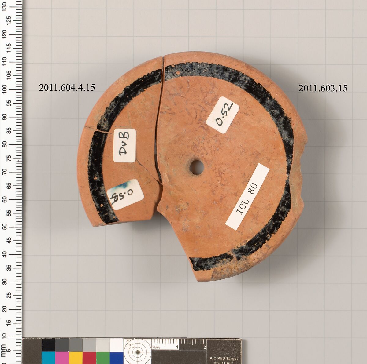 Terracotta fragment of a kylix (drinking cup), Terracotta, Greek, Attic