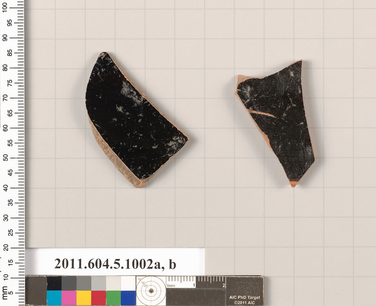 Terracotta fragments of kylikes (drinking cups), Terracotta, Greek, Attic
