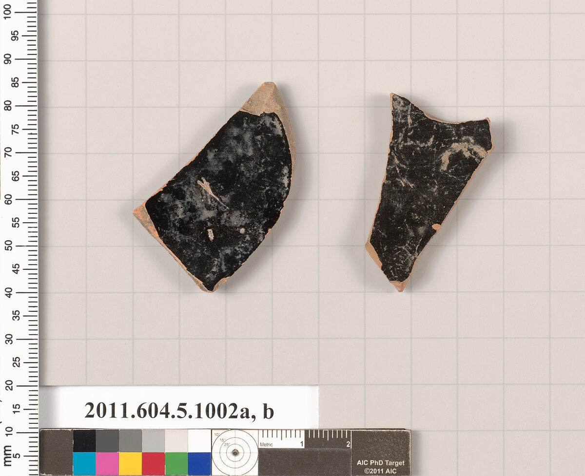 Terracotta fragments of kylikes (drinking cups), Terracotta, Greek, Attic