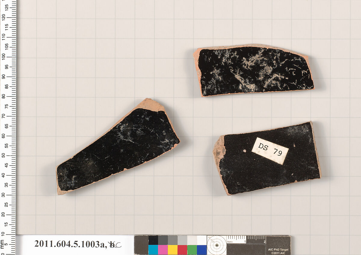 Terracotta fragments of kylikes (drinking cups), Terracotta, Greek, Attic 