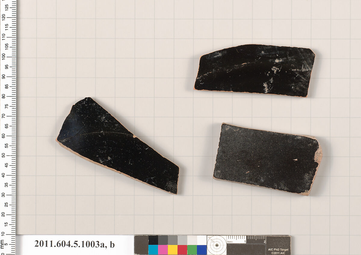 Terracotta fragments of kylikes (drinking cups), Terracotta, Greek, Attic