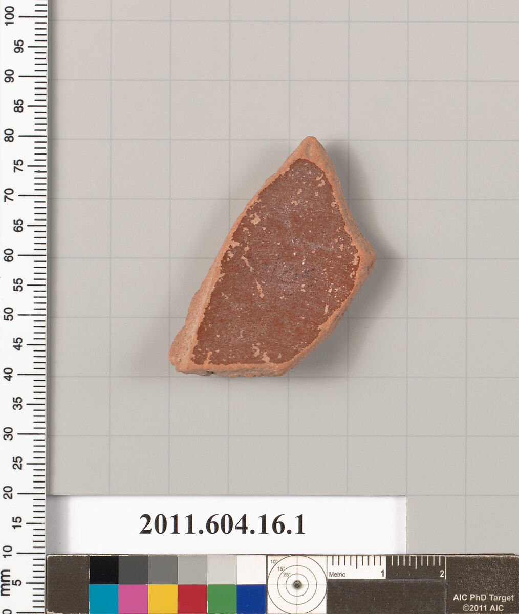 Fragment of a terracotta bowl, Terracotta, Greek