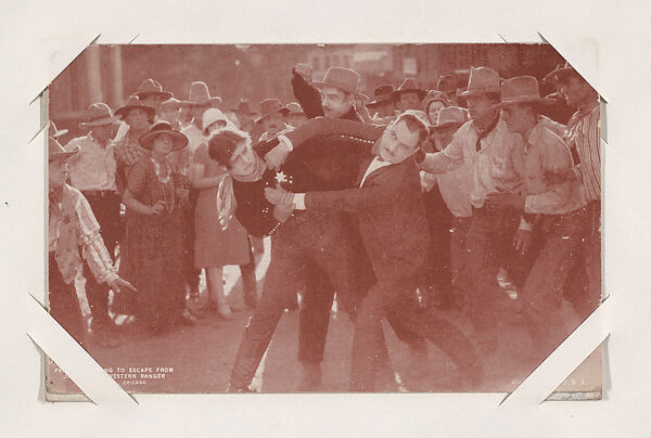 Prisoners trying to escape from Jack Hoxie Western Ranger from Western Stars or Scenes Exhibit Cards series (W412), Exhibit Supply Company, Commercial color photolithograph 