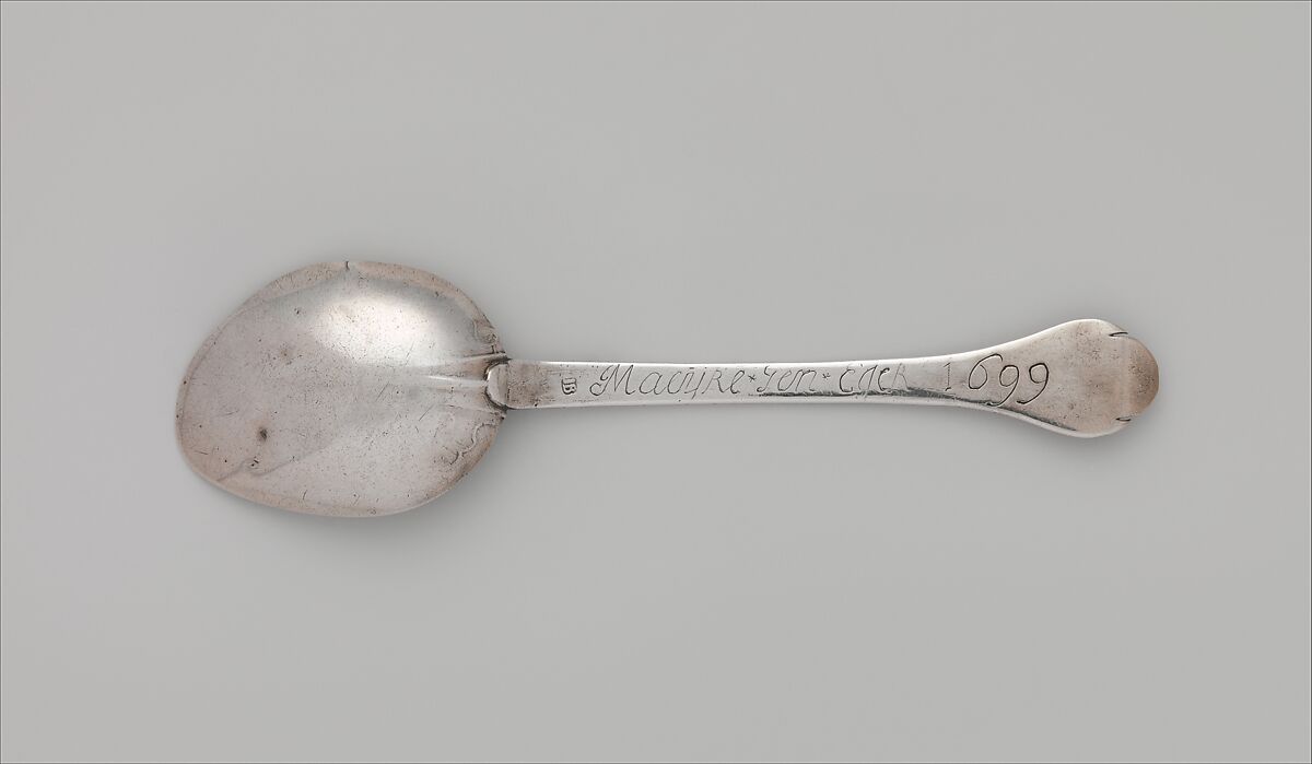 Spoon, Jurian Blanck Jr. (baptized 1645–ca. 1714/15), Silver, American