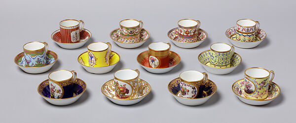 Set of Twelve Cups and Saucers (tasses litrons), Sèvres Manufactory (French, 1740–present), Hard and soft-paste porcelain, French 