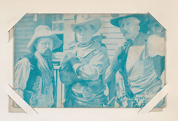 Bill Hart getting ready for action from Western Stars or Scenes Exhibit Cards series (W412), Exhibit Supply Company, Commercial color photolithograph 
