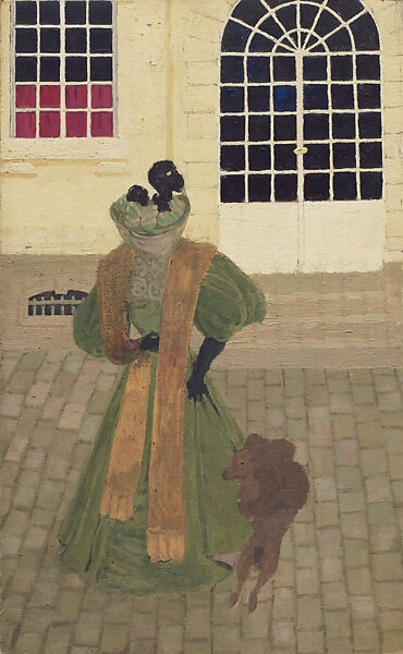 Woman with a Poodle (La dame au caniche), Félix Vallotton (Swiss, Lausanne 1865–1925 Paris), Oil on cardboard 