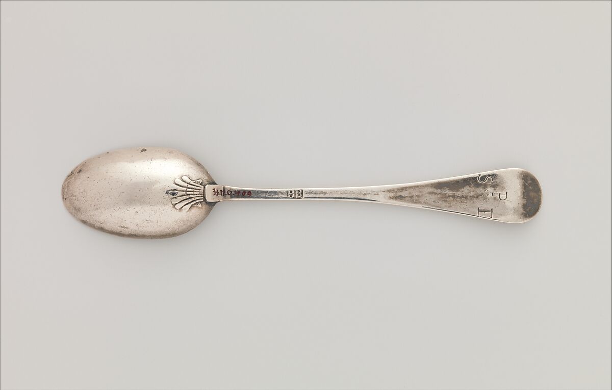 Spoon, Probably Benjamin Brenton (1710–1766), Silver, American