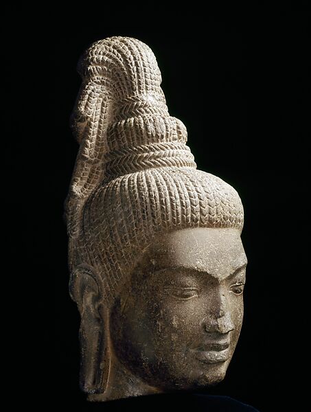 Head of Bodhisattva Maitreya, Sandstone, Cambodia 