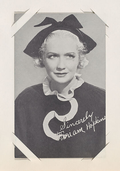 Miriam Hopkins from Movie Stars Exhibit Cards series (W401), Commercial photolithograph 