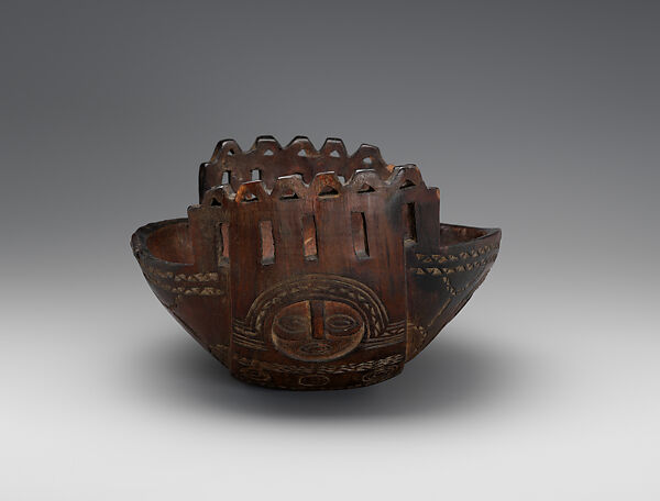 Bowl, Bighorn sheep horn and nails, Wasco or Wishram, Native American