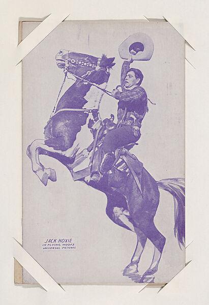 Jack Hoxie in Flying Hoofs from Western Stars or Scenes Exhibit Cards series (W412), Commercial color photolithograph 