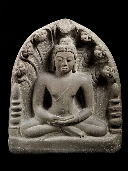 Buddha in Meditation under a Seven-Headed Naga, Sandstone, Central Thailand 