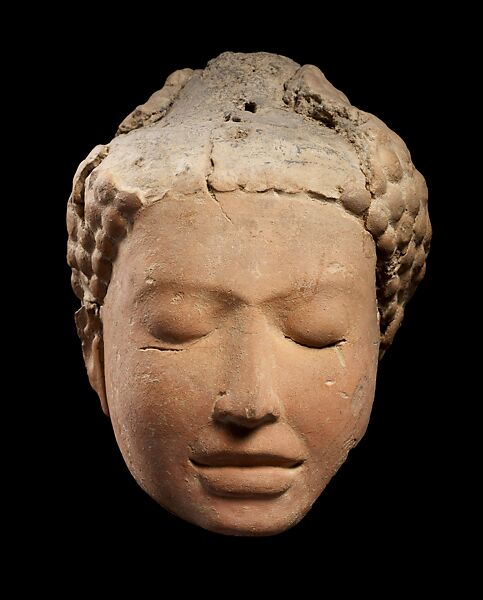 Head of Meditating Buddha, Terracotta, Central Thailand 
