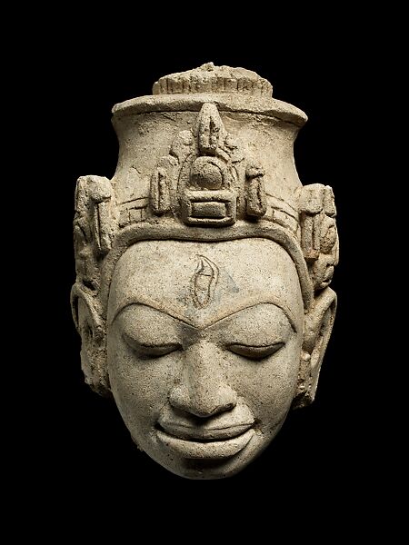 Head of a Male Divinity, Stucco, Central Thailand 