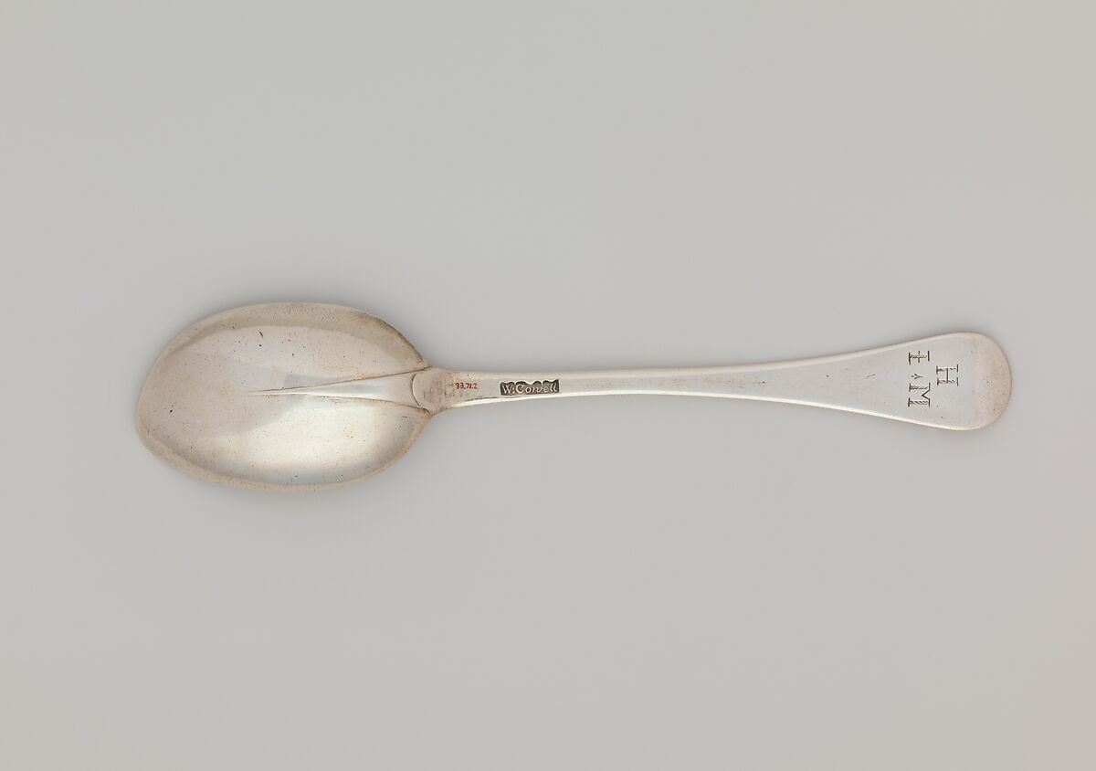 Spoon, Probably William Cowell Jr. (1713–1761), Silver, American