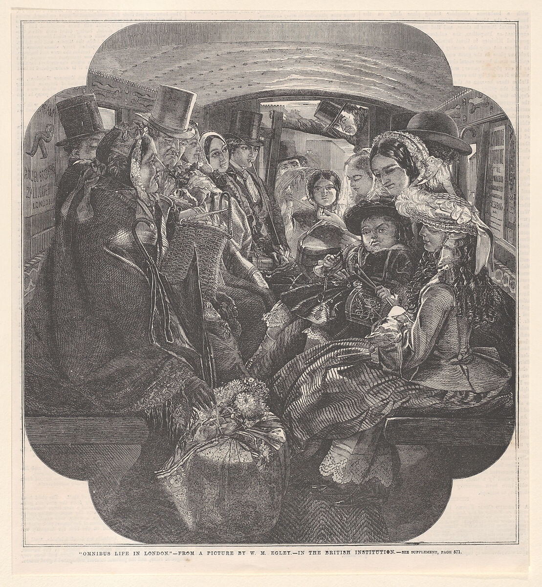 Omnibus Life in London, from "Illustrated London News", After William Maw Egley (British, London 1826–1916 London), Wood engraving 