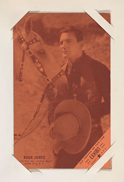 Buck Jones with his pal Silver Buck from Western Stars or Scenes Exhibit Cards series (W412), Exhibit Supply Company, Commercial color photolithograph