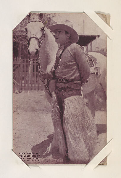 Buck Jones and "Silver Buck" from Western Stars or Scenes Exhibit Cards series (W412), Exhibit Supply Company, Commercial color photolithograph