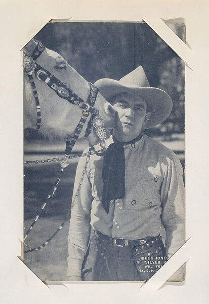 Buck Jones and "Silver Buck" from Western Stars or Scenes Exhibit Cards series (W412), Exhibit Supply Company, Commercial color photolithograph 