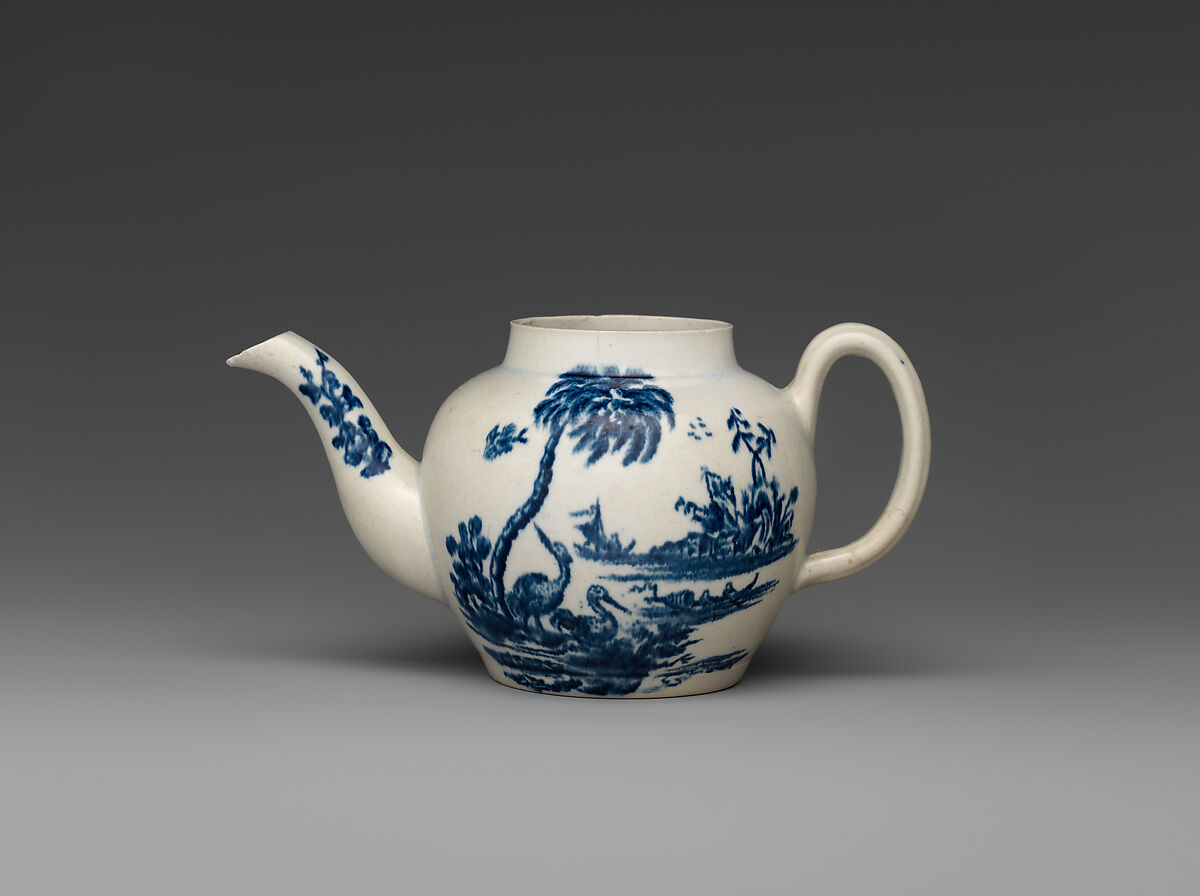 Teapot, John Bartlam (Staffordshire, England 1735–1781 Camden, South Carolina), Soft-paste porcelain with underglaze blue decoration, American 