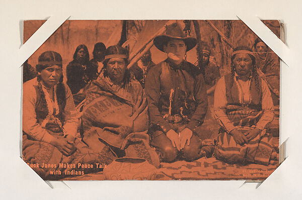 Buck Jones Makes Peace Talk with Indians from Western Stars or Scenes Exhibit Cards series (W412), Exhibit Supply Company, Commercial color photolithograph 
