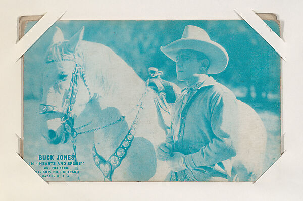 Buck Jones in "Hearts and Spurs" from Western Stars or Scenes Exhibit Cards series (W412), Exhibit Supply Company, Commercial color photolithograph 