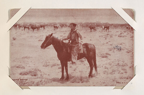 Buster Keaton at the roundup from Western Stars or Scenes Exhibit Cards series (W412), Exhibit Supply Company, Commercial photolithograph 