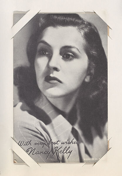 Nancy Kelly from Movie Stars Exhibit Cards series (W401), Commercial photolithograph 