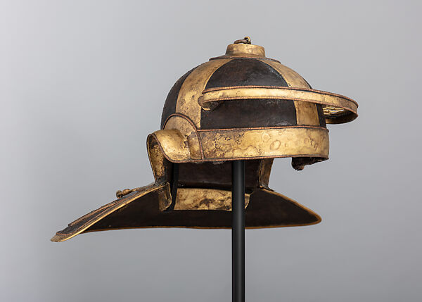 Helmet of Weisenau Type and  <i>Dolabra</i>, Iron, copper alloy, Roman 