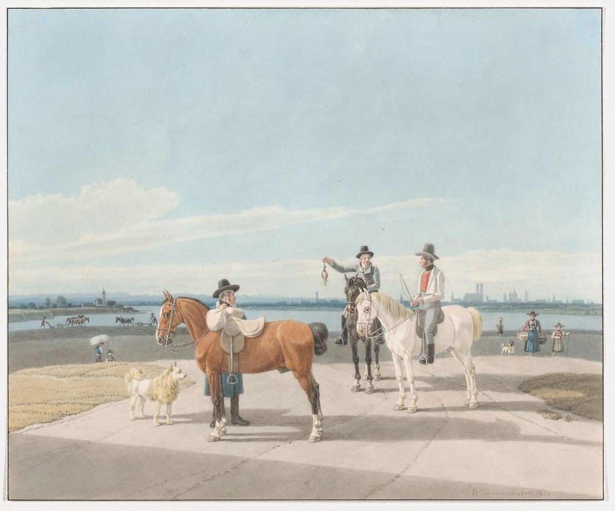 Horsemen near Munich, Wilhelm von Kobell (German, Mannheim 1766–1853 Munich), Watercolor 