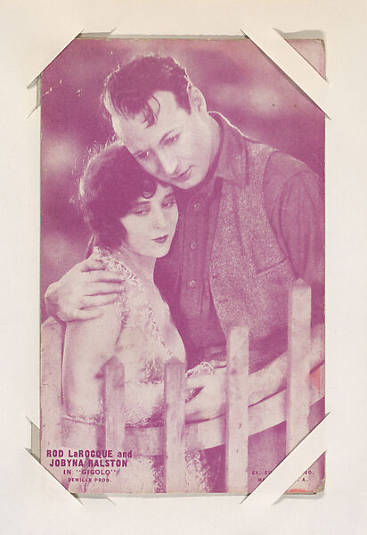 Rod LaRocque and Jobyna Ralston in "Gigolo" from Scenes from Movies Exhibit Cards series (W404), Exhibit Supply Company, Commercial color photolithograph 