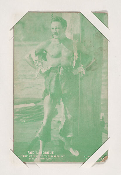 Rod LaRocque in "The Cruise of the Jasper B" from Scenes from Movies Exhibit Cards series (W404), Exhibit Supply Company, Commercial color photolithograph 