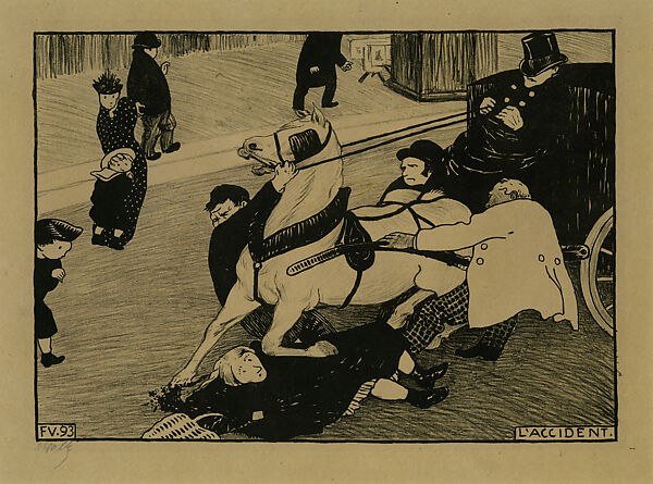 L'accident (Paris Intense VI), Félix Vallotton (Swiss, Lausanne 1865–1925 Paris), Zincograph 