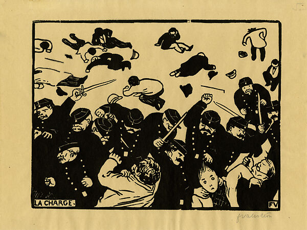 The Charge (La Charge), Félix Vallotton (Swiss, Lausanne 1865–1925 Paris), Woodcut 