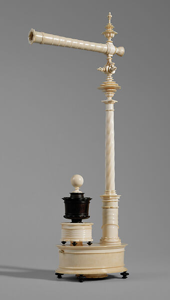 Desk Set with Telescope and Writing Utensils, Ivory (turned), ebony., German 