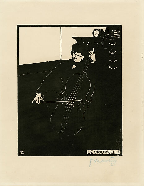 Cello, Musical Instruments I (Le Violoncelle, Instruments de Musique I), Félix Vallotton (Swiss, Lausanne 1865–1925 Paris), Woodcut 