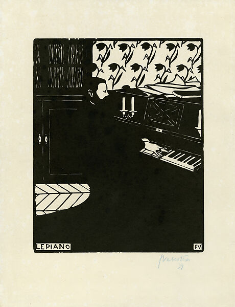 Piano, Musical Instruments IV (Le Piano, Instruments de Musique IV), Félix Vallotton (Swiss, Lausanne 1865–1925 Paris), Woodcut 